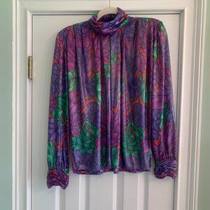 Tess Vintage LS High Neck 10P Paris Melanta Retro Colorful shirt